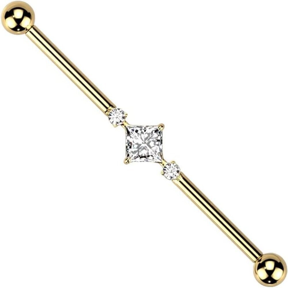 Titanium Industrial Barbell 14ga G23 With Cz Crystals Womens Body Jewelry